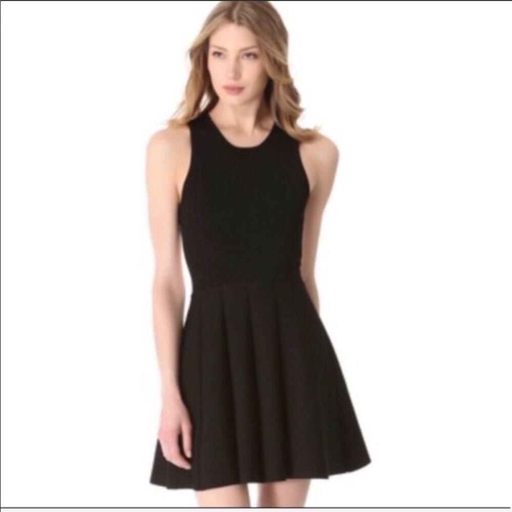 Parker fit & flair black/white cutout dress sz S